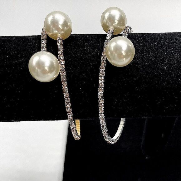 Pearl & Gemstone Stretch Bracelet l Silver/Gold l New - Picture 1 of 7